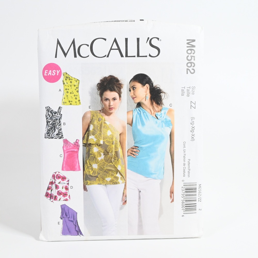 McCall's M6562 Sewing Pattern Misses Lrg-Xlg-Xxl Lined Tops Uncut Factory Folded